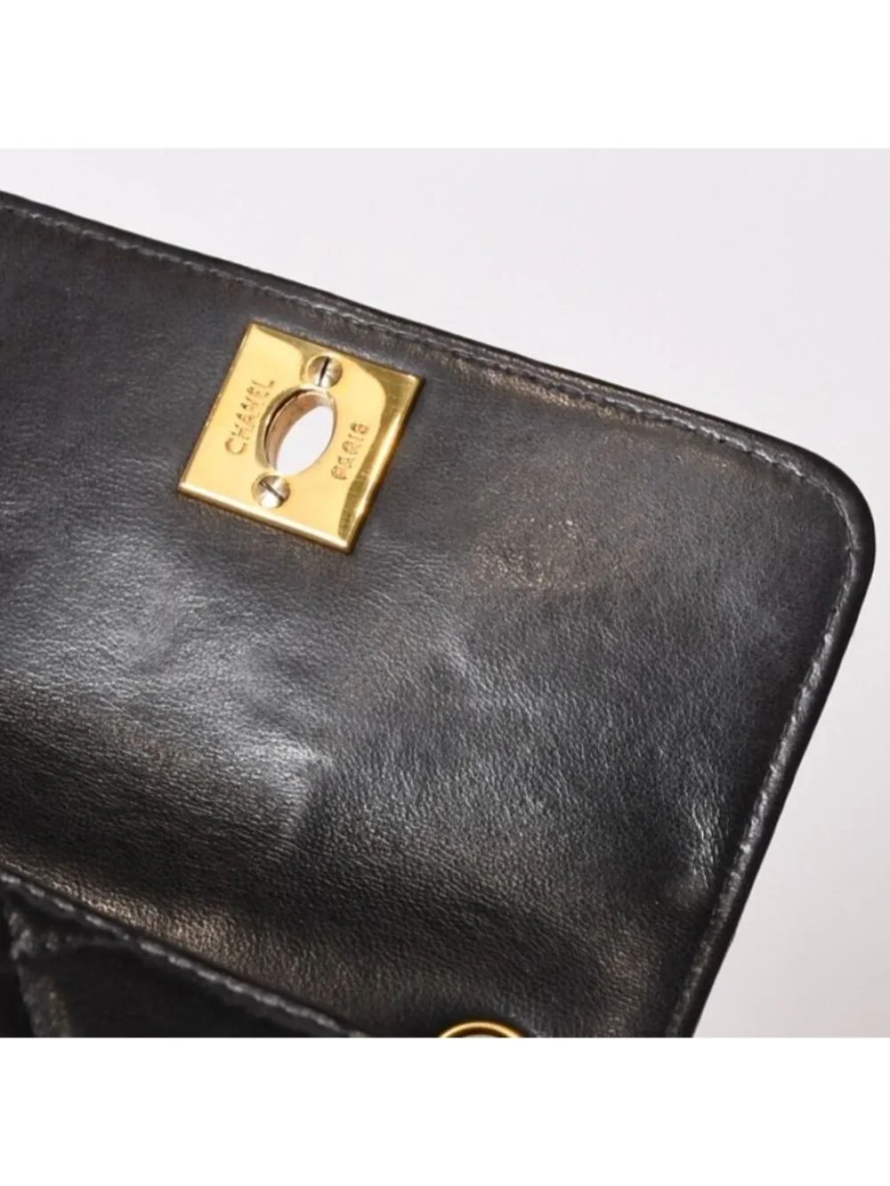 Chanel Mini Quilted S Flap S Chain Shoulder Bag CC Logo Lambskin Gold